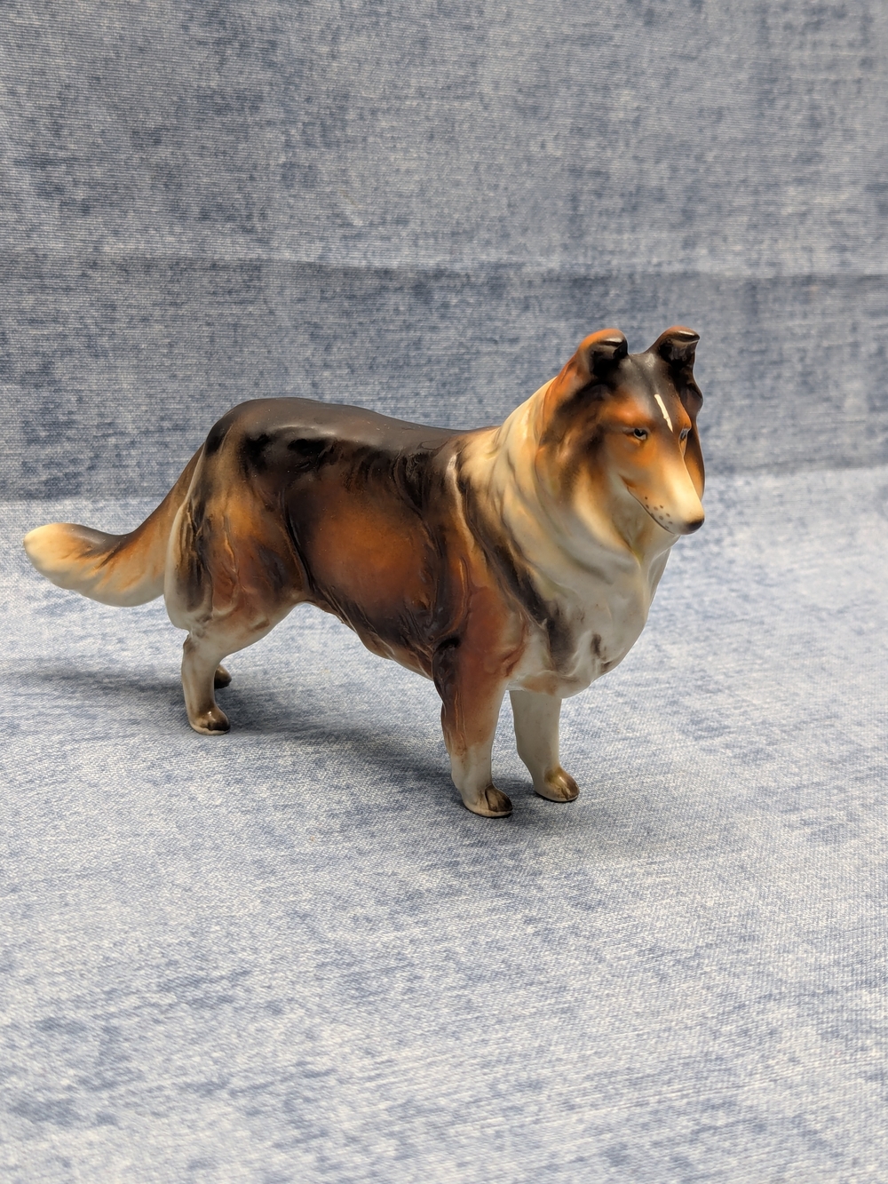 Vintage Lefton Japan Collie Dog Figurine Porcelain Rough Coat Lassie Mid Century